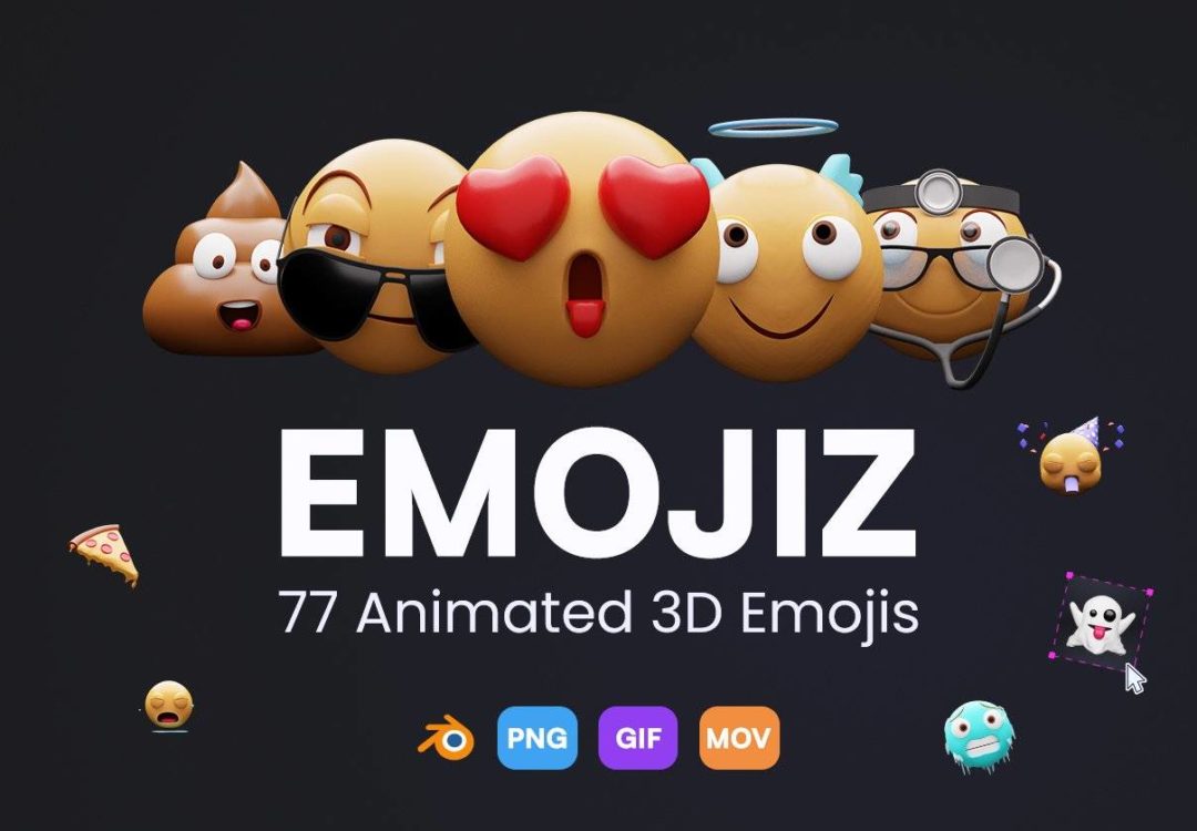 77款卡通可爱emoji动态gif表情包头像Blender模型+PNG免抠图设计素材 EMOJIZ - Animated 3D emojis_img_3