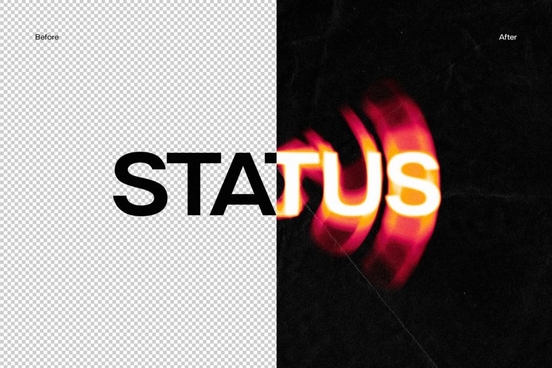 未来酸性故障失真模糊融化效果标题LOGO设计PS文本特效样机模板 Status Text Distortion Effect_img_3