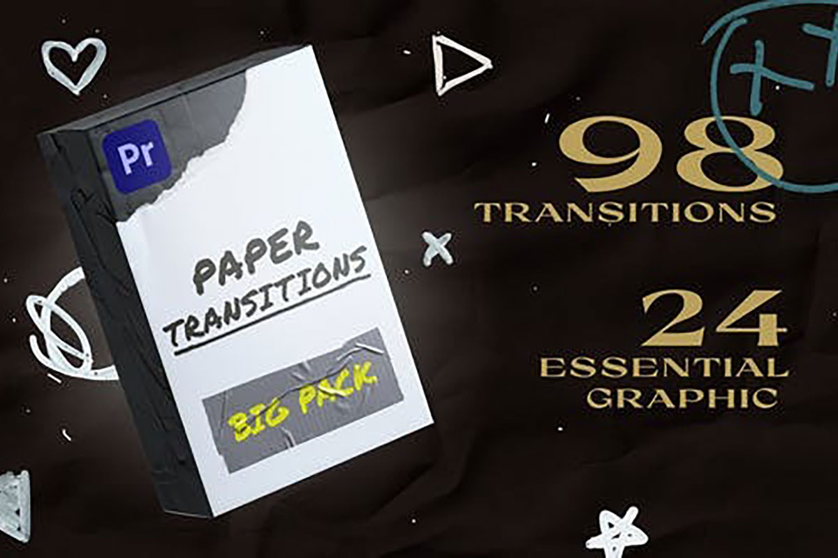 PR模板 120+组潮流嘻哈撕纸拼贴视频定格转场动画 Videohive - Paper Transitions Big Pack_img_2