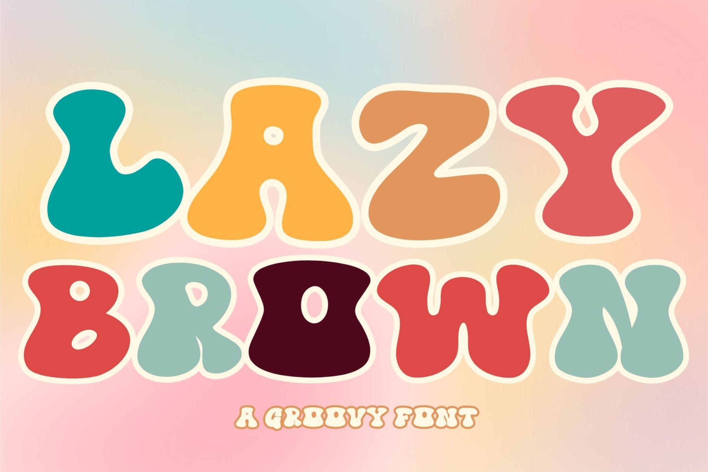 时尚复古品牌邀请函徽标设计装饰英文字体安装包 Lazy Brown_img_2