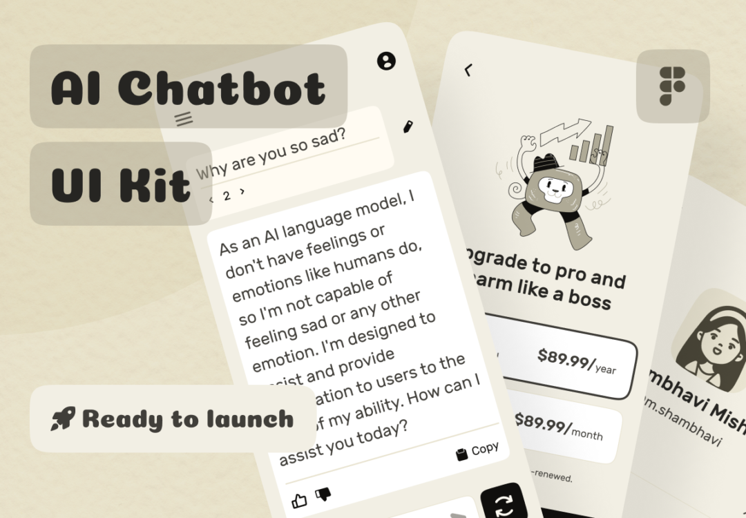 25+屏人工智能GPT技术AI聊天机器人APP网站界面设计Figma模板套件 [Ready to Launch] AI Chatbot UI Kit_img_3