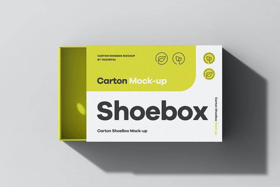 6款时尚逼真鞋盒抽屉式包装纸纸盒设计展示贴图PSD样机模板 Shoe Box Mock-up_img_3