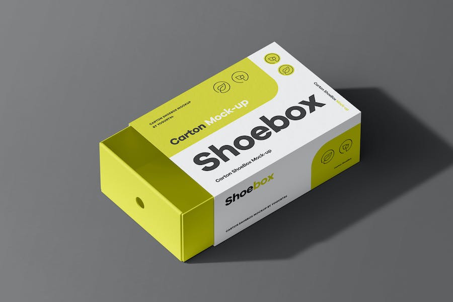 6款时尚逼真鞋盒抽屉式包装纸纸盒设计展示贴图PSD样机模板 Shoe Box Mock-up_img_3