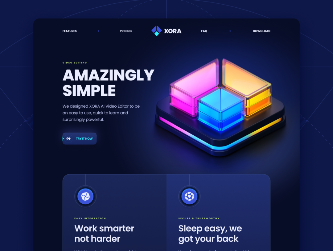 时尚科技感SAAS软件服务网站界面设计Figma模板套件 XORA - SaaS Landing Page Kit_img_3