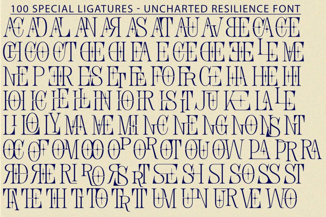 现代时尚杂志标题徽标LOGO设计PSAI衬线英文字体安装包 Uncharted Resilience Font_img_3