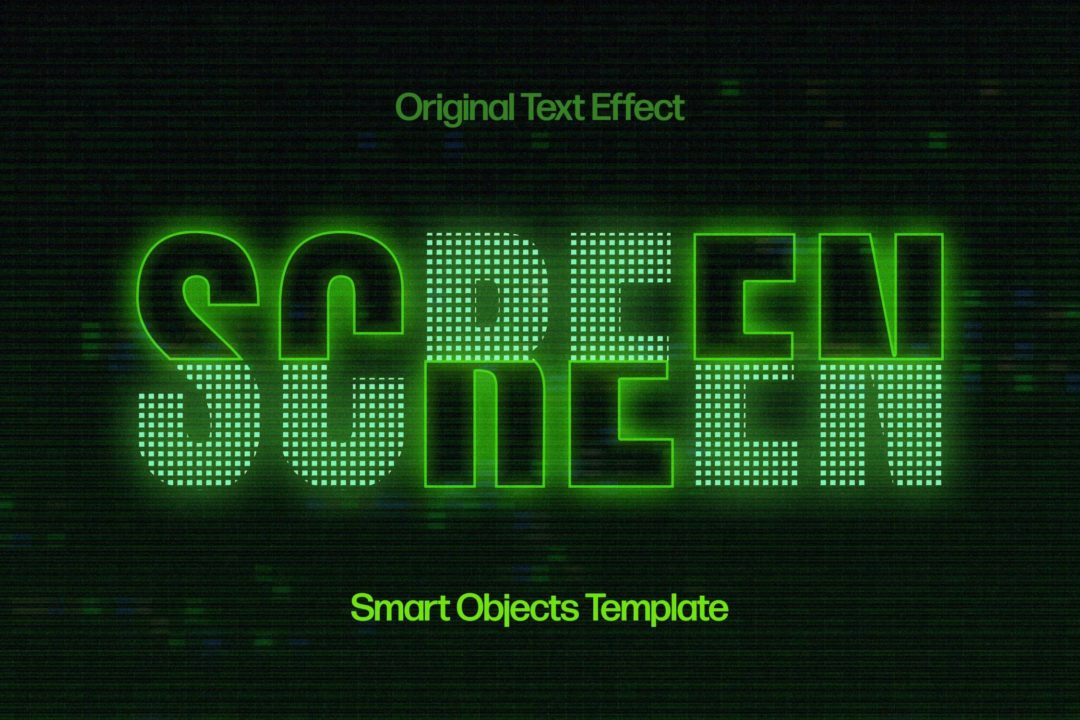 80年代复古赛博朋克像素风效果LOGO标题设计PS特效样机模板 Pixel Screen Matrix Text Effect_img_3