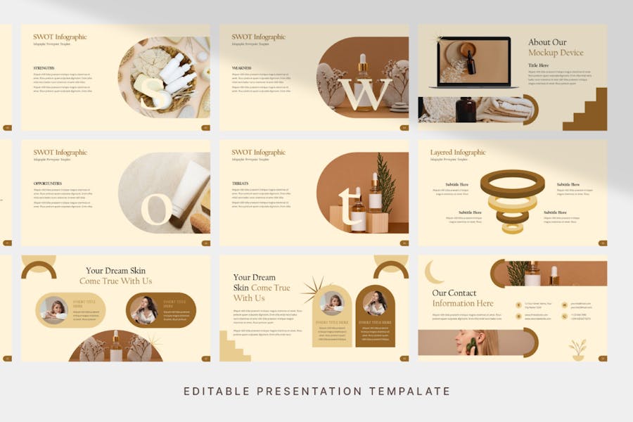 现代优雅品牌营销策划演示文稿设计ppt模版 Moroccan Cosmetics Presentation Template_img_1