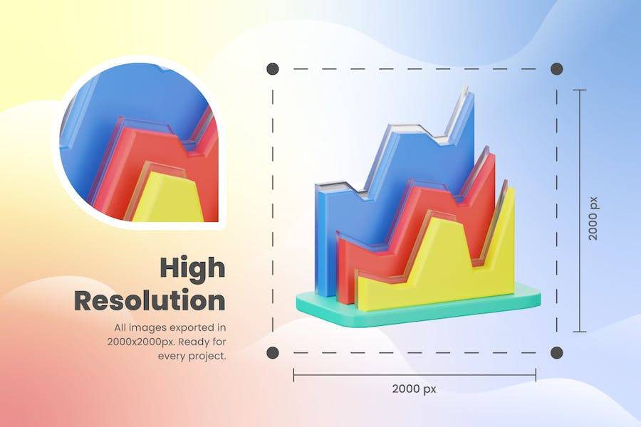 30款3D立体信息图表数据统计主题图标Icons设计素材包 3D Infographic Icons_img_1