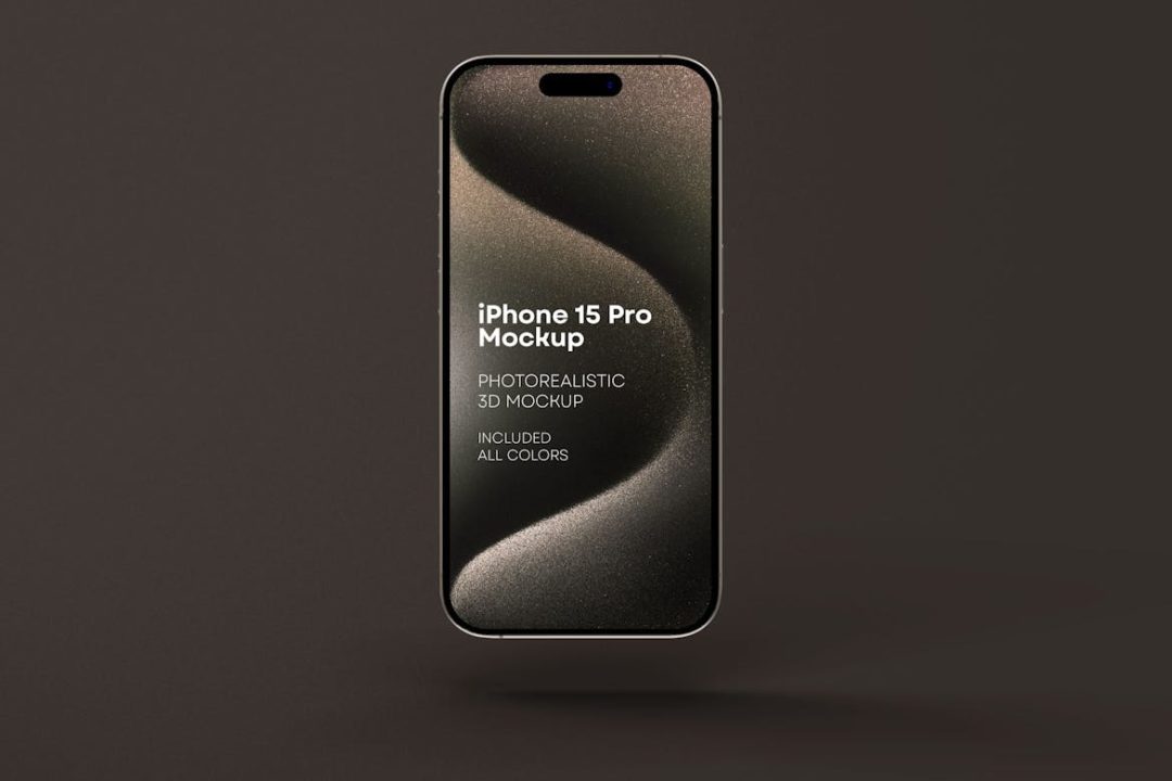 9款逼真苹果手机iPhone 15 Pro屏幕演示PSD样机模板素材 iPhone 15 Pro Mockup_img_1