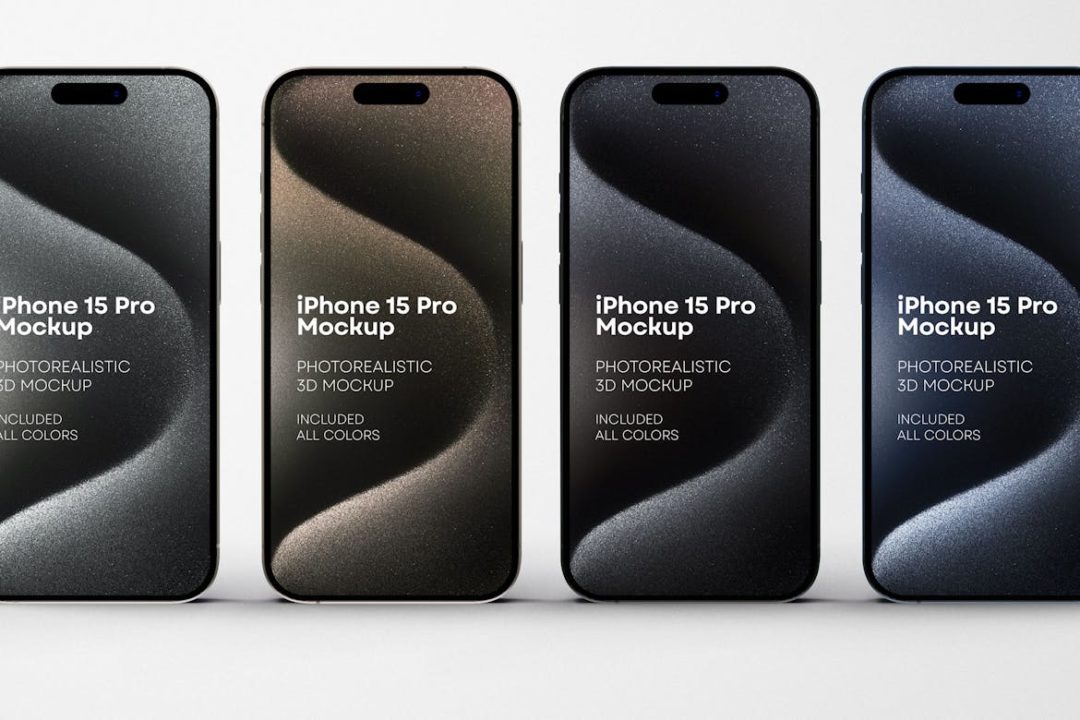 9款逼真苹果手机iPhone 15 Pro屏幕演示PSD样机模板素材 iPhone 15 Pro Mockup_img_1