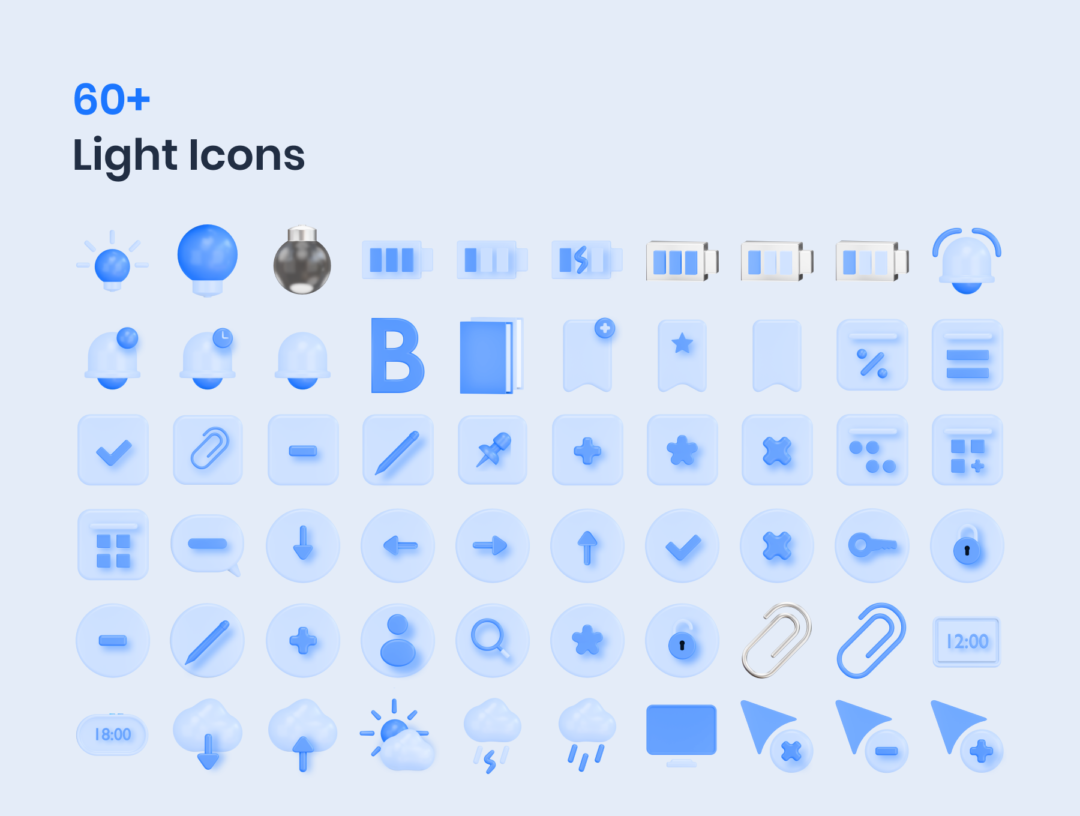 60款高级质感3D立体APP网站界面设计图标Icons设计素材包 Interficon - 3D Interface Icons_img_1