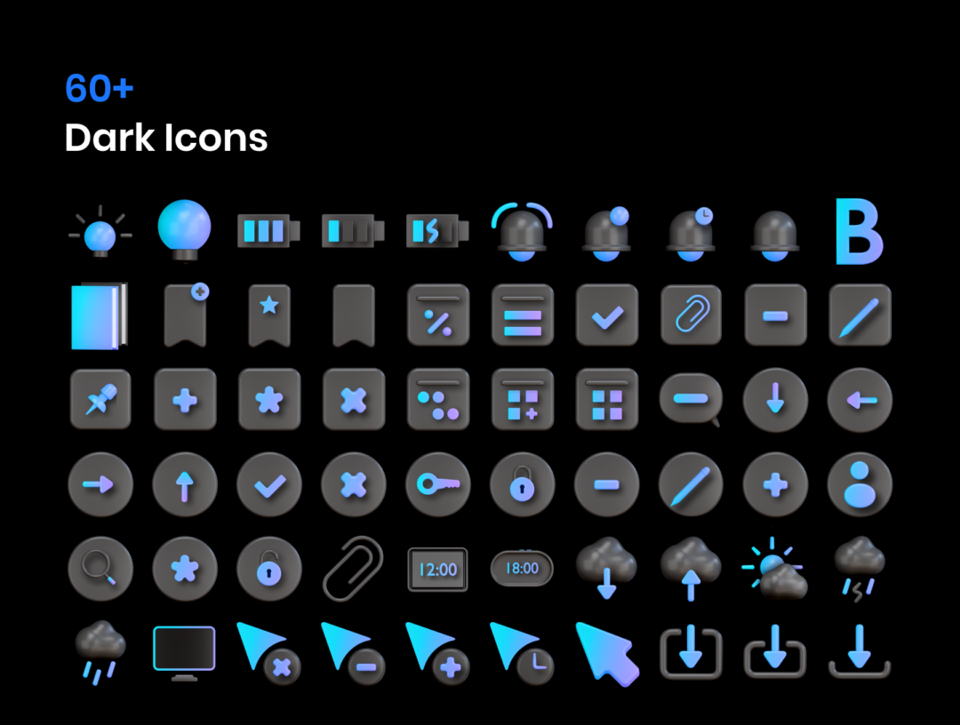 60款高级质感3D立体APP网站界面设计图标Icons设计素材包 Interficon - 3D Interface Icons_img_1