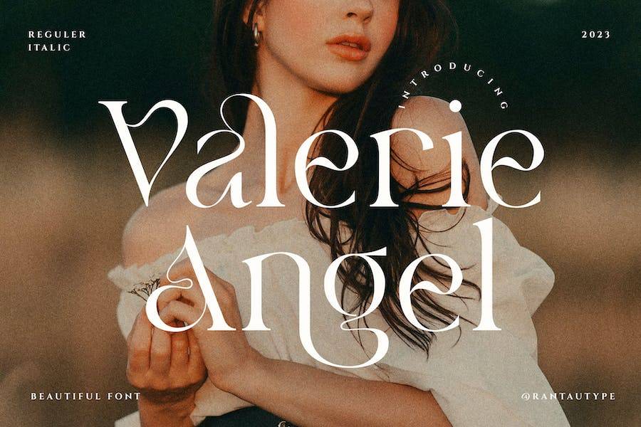 时尚优雅杂志广告徽标设计衬线英文字体安装包 Valerie Angel Beautiful Elegant Serif Font_img_1