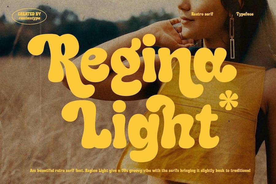 复古海报杂志标题LOGO品牌设计PSAI圆润英文字体安装包素材 Regina Light Retro Fun Look Font_img_1