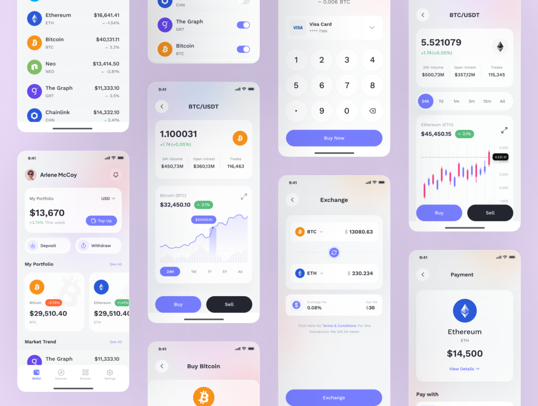 35屏时尚加密货币电子钱包APP应用软件界面设计Figma模板素材 X-Wallet: Crypto Wallet Premium UI Kits App_img_1