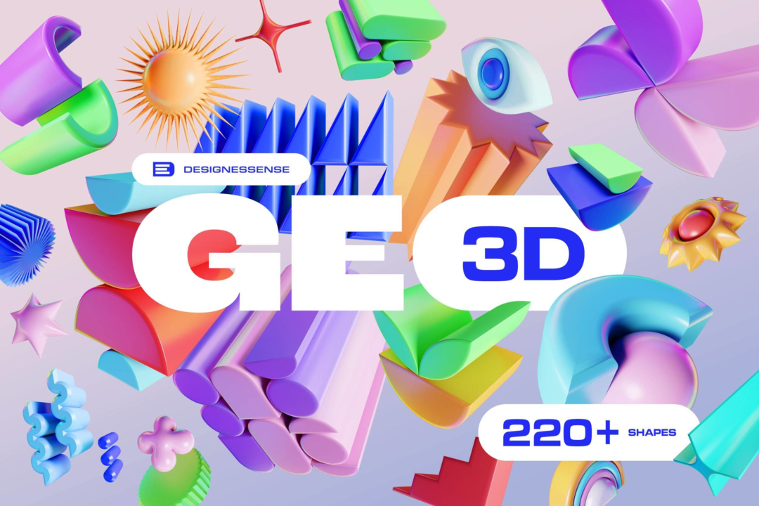 225款未来创意卡通趣味3D立体抽象艺术几何图形PNG免抠图片素材 GEO/3D 220+ Colorful Objects_img_1