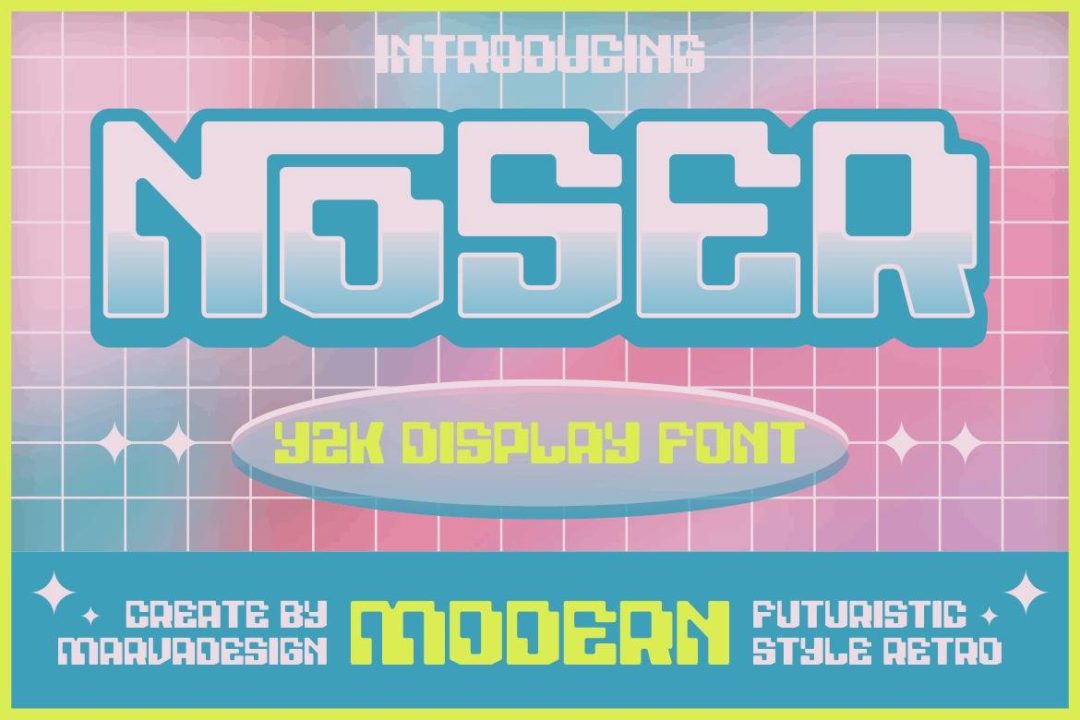 现代复古品牌海报徽标设计装饰英文字体 Noser - A Modern Y2K Font_img_1