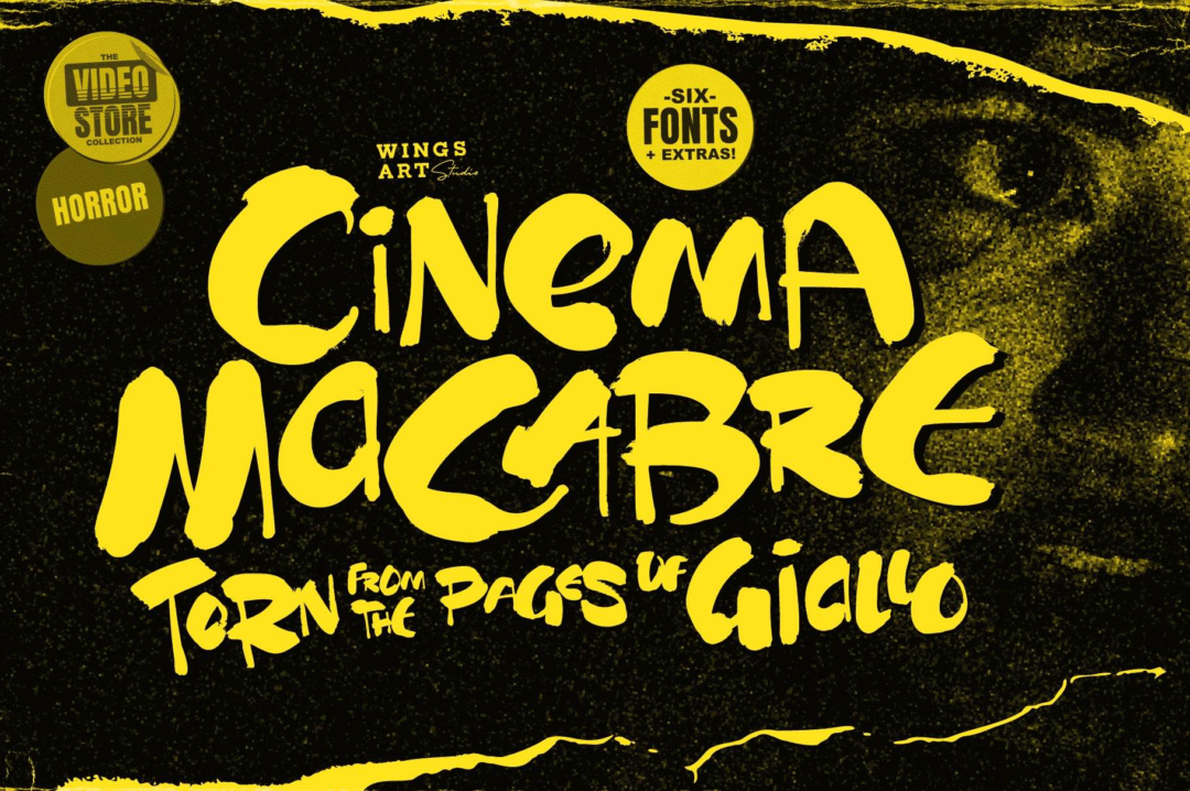 70年代复古恐怖手写涂鸦书籍电影标题设计PSAI英文字体安装包 Cinema Macabre: Horror Fonts Inspired by Giallo_img_1