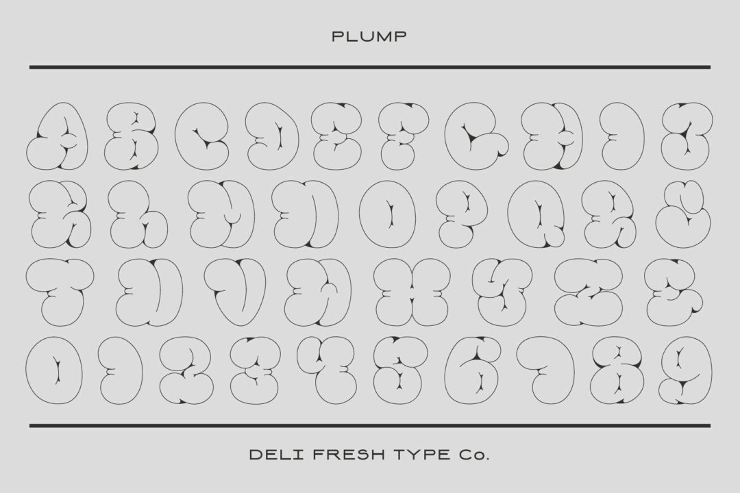 90年代复古卡通涂鸦效果胖乎乎泡泡气泡PSAI英文字体安装包 Plump: A Bubble Letter Font_img_1