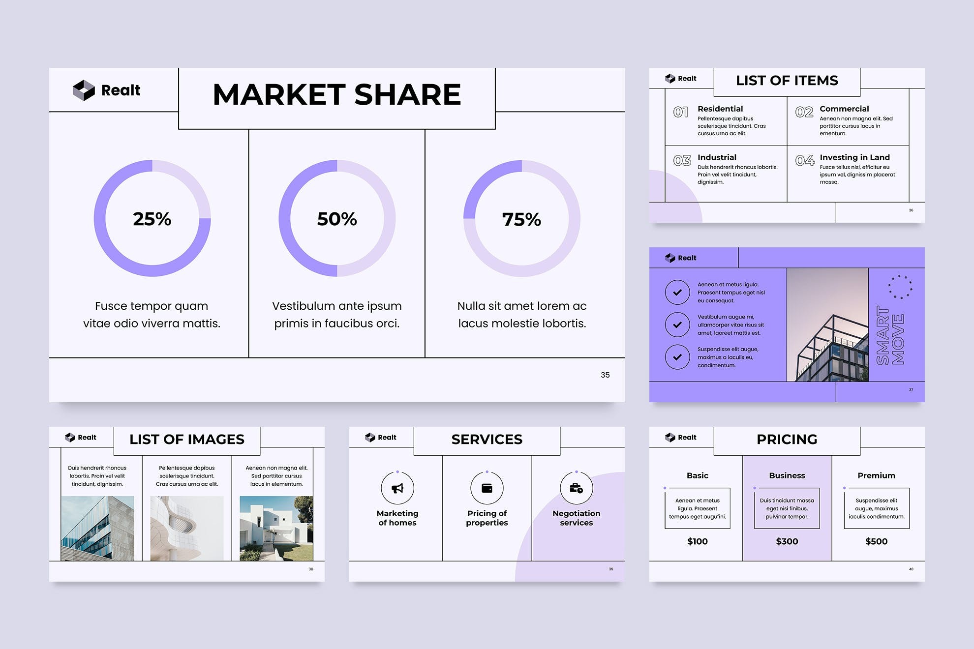 现代简约企业营销策划演示文稿设计ppt信息图表 Real Estate PowerPoint Template_img_1