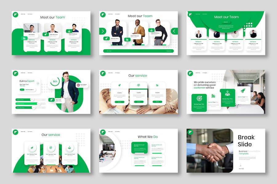 39页创意公司介绍商业策划提案PPT幻灯片图文排版设计模板 Bulma – Business PowerPoint Template_img_1