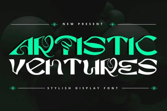 复古扭曲逆反差酸性标题LOGO设计PSAI英文字体安装包素材 Artistic Ventures Font_img_1