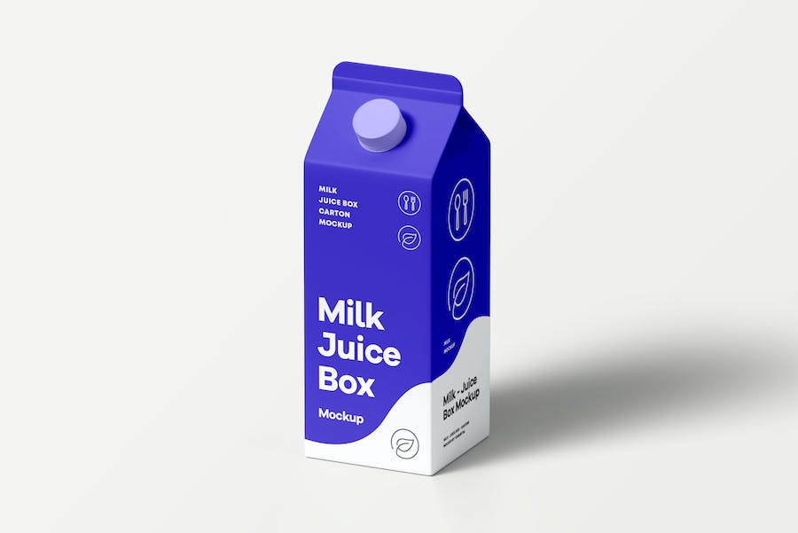 6款时尚牛奶果汁包装盒外观设计展示效果图PSD样机模板素材 Milk Box Mock-up_img_1