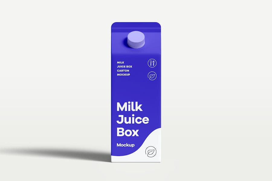 6款时尚牛奶果汁包装盒外观设计展示效果图PSD样机模板素材 Milk Box Mock-up_img_1