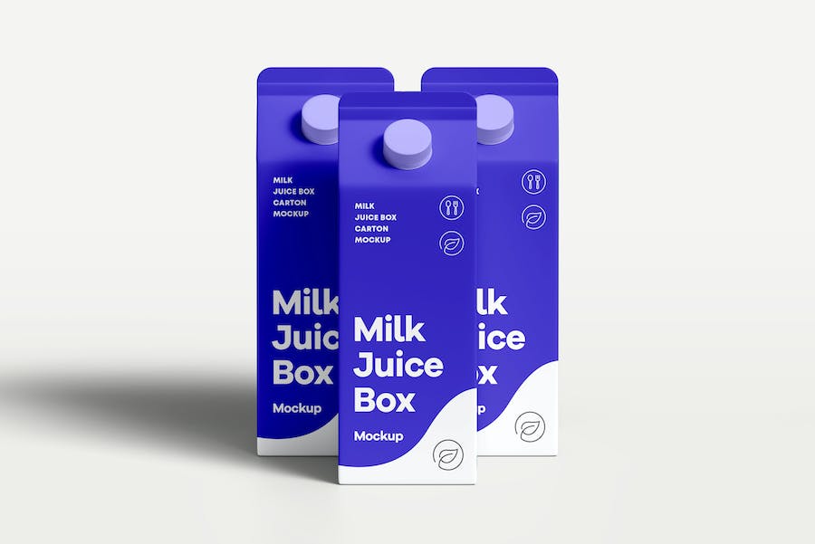 6款时尚牛奶果汁包装盒外观设计展示效果图PSD样机模板素材 Milk Box Mock-up_img_1