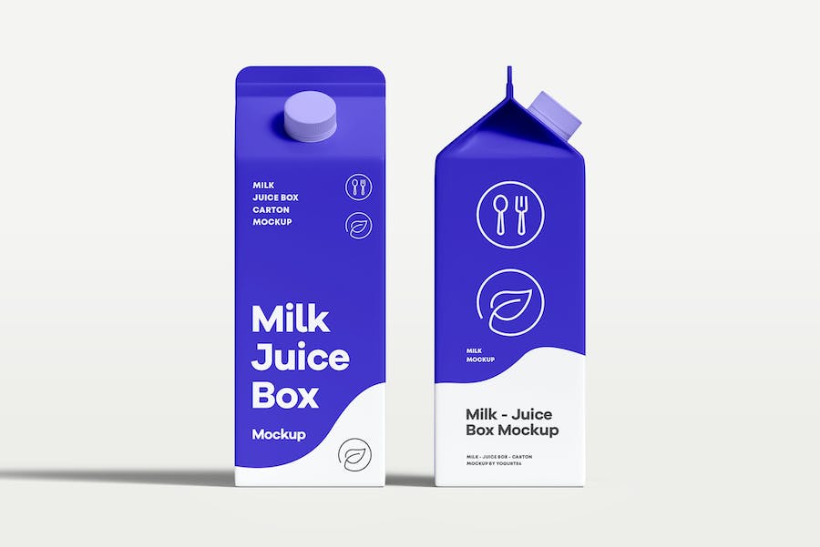 6款时尚牛奶果汁包装盒外观设计展示效果图PSD样机模板素材 Milk Box Mock-up_img_1