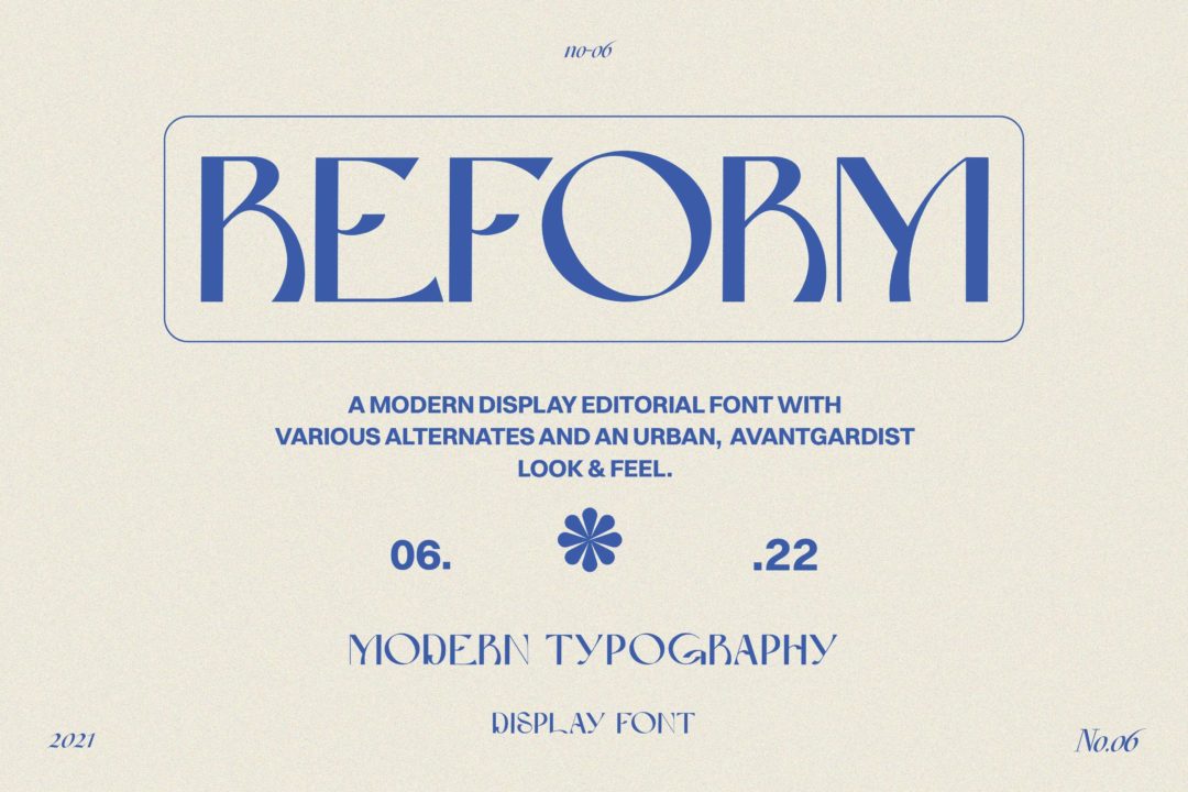 现代时尚逆反差品牌LOGO杂志标题设计PSAI英文字体安装包 Reform Modern Display Font_img_1