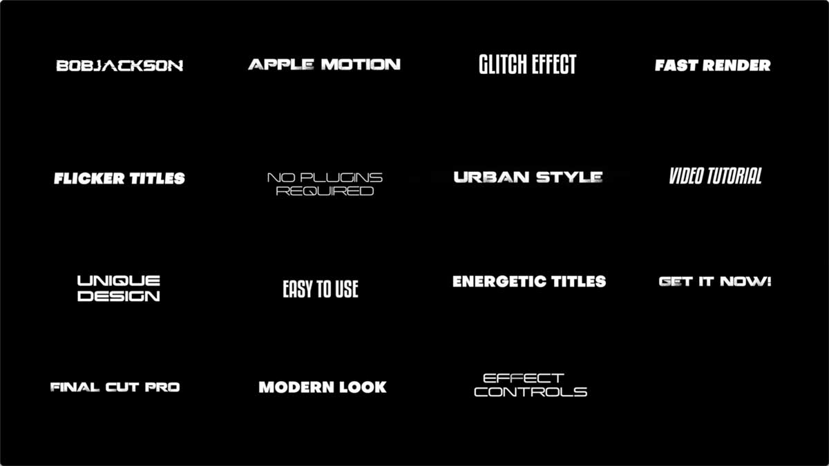Fcpx插件 15组4K故障扭曲闪烁体育音乐标题动画设计素材包 Flicker Glitch Titles_img_1