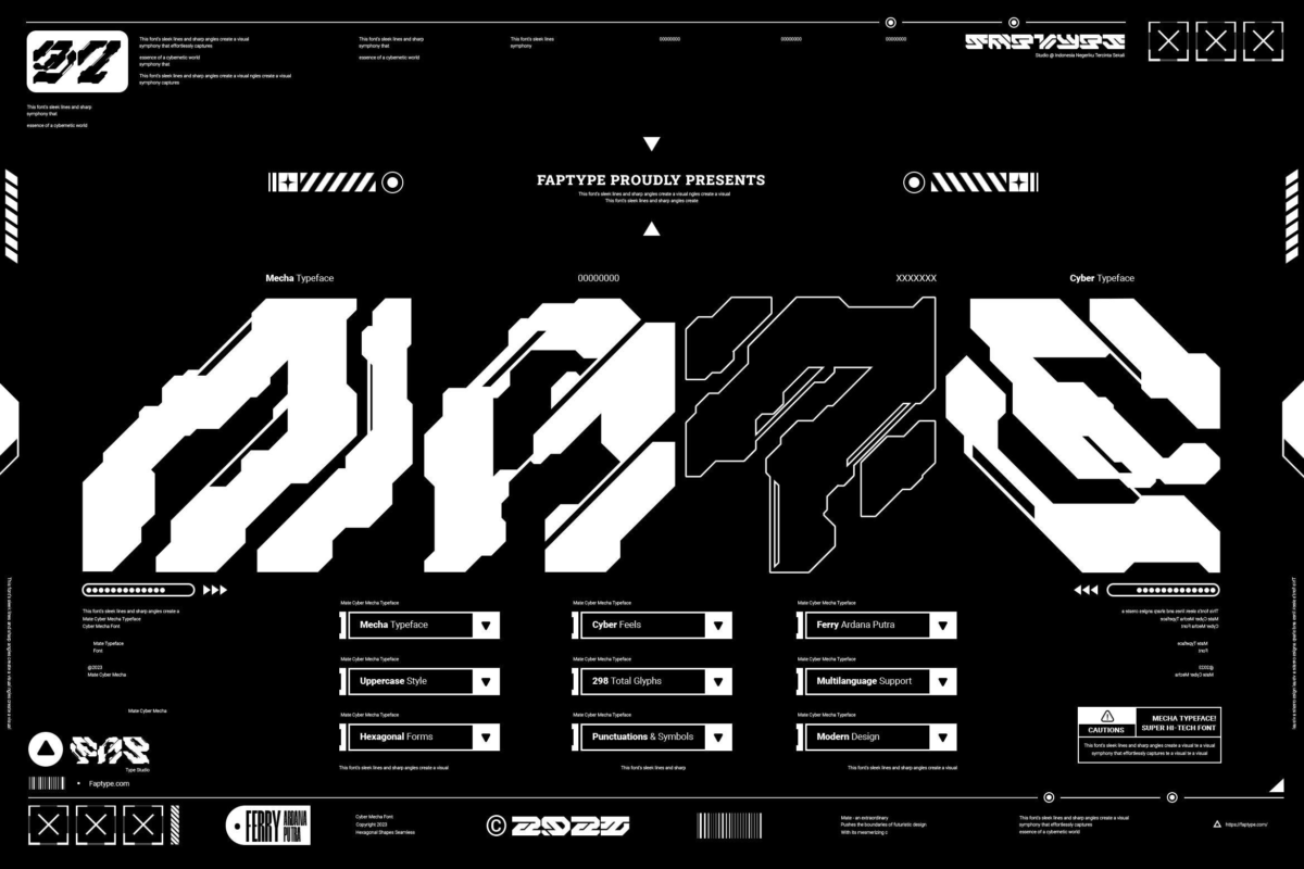 未来科幻机械机甲工业风赛博朋克PSPROCREATE英文字体安装包 Mate Modern Mecha Font Vol. 2_img_1