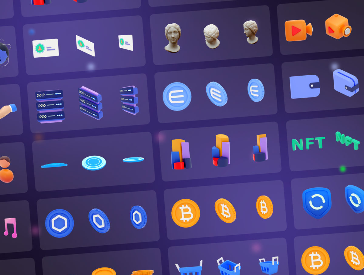 183款高级数字加密货币区块链3D图标Icons设计素材合集 Crypto Currency 3D compositions and icon set_img_1