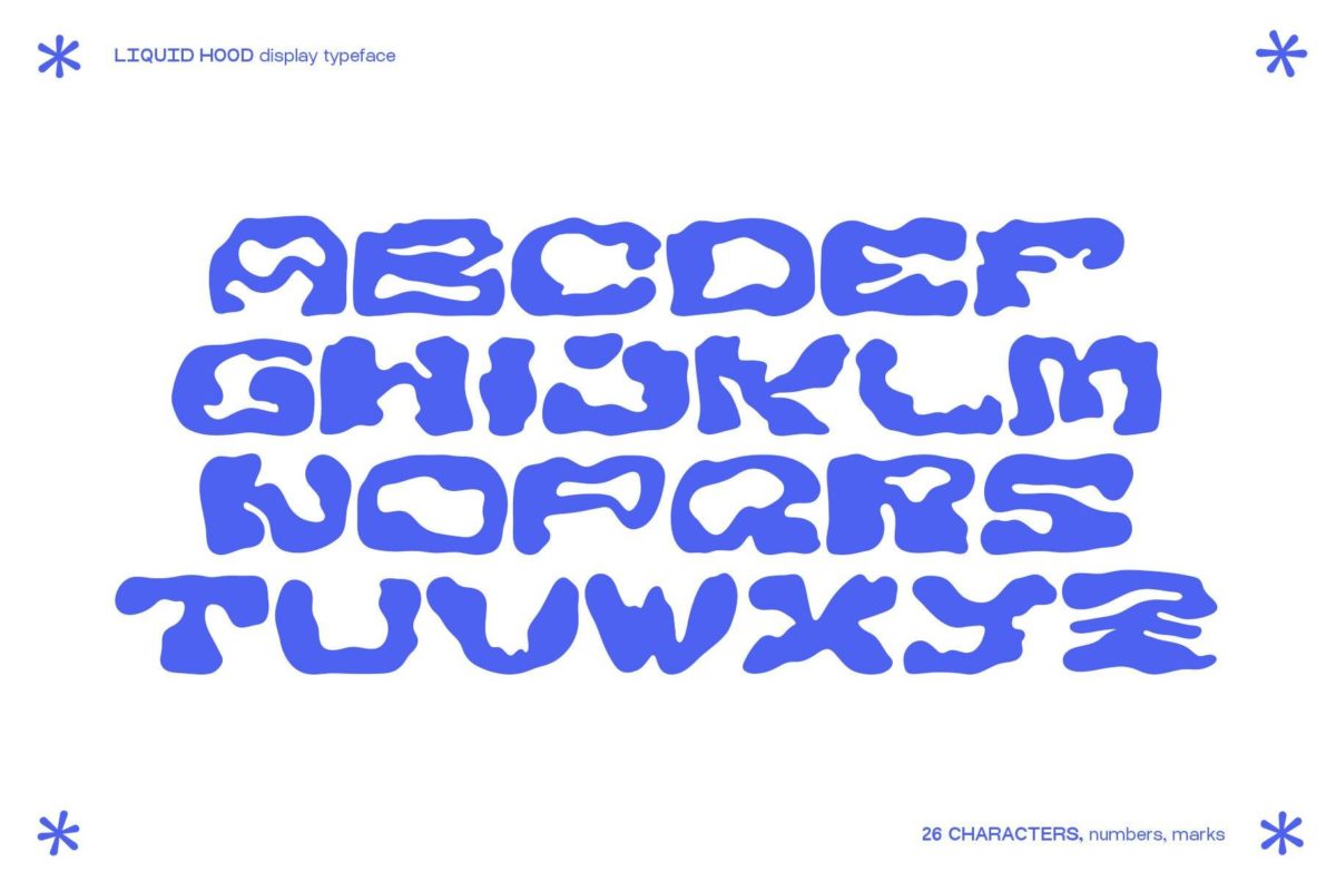 独特液体流动扭曲海报标题LOGO设计大写英文字体安装包 LIQUID HOOD Display Typeface MDP TYPEFACES_img_1