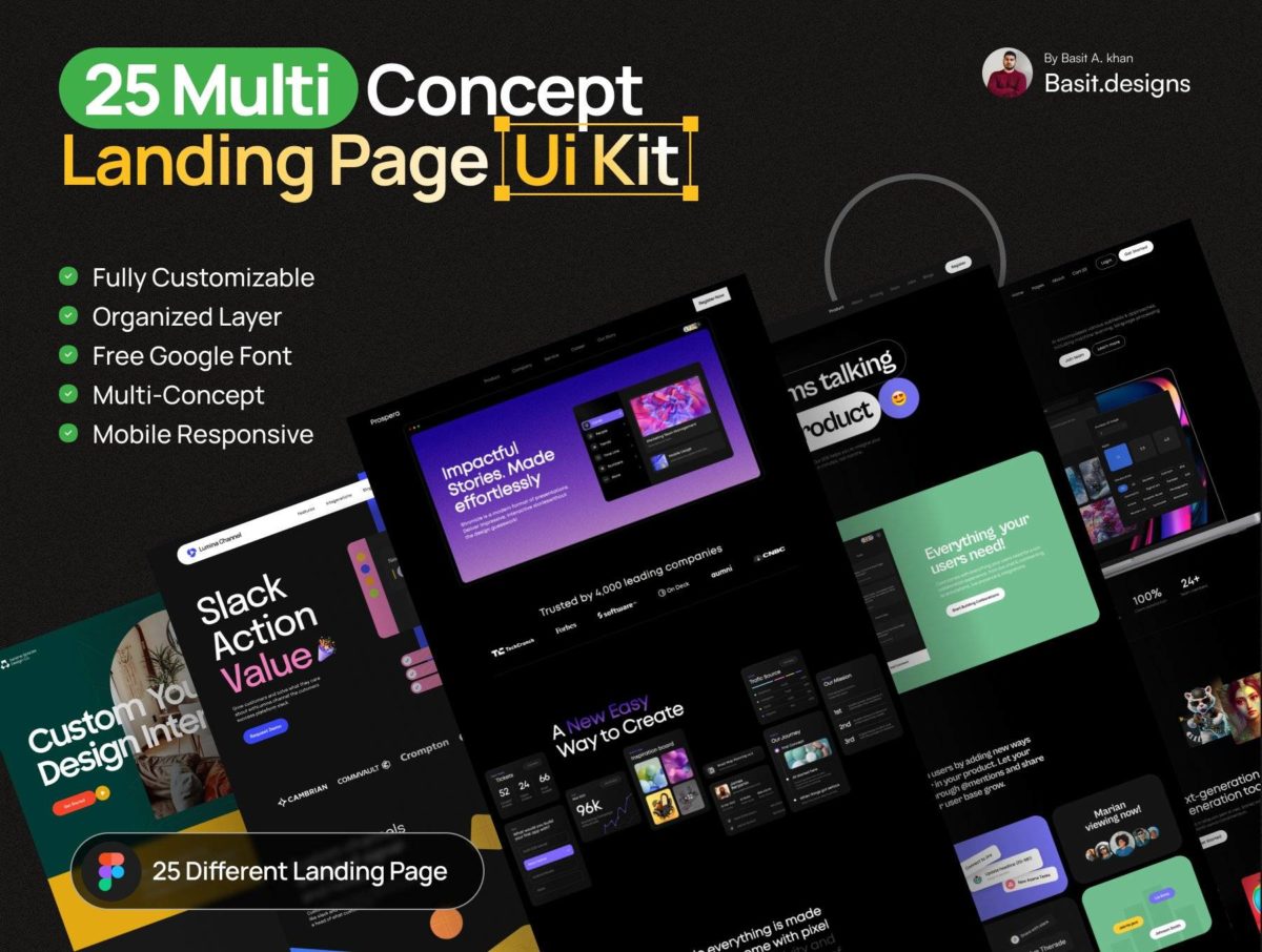 25套多用途响应式公司网站登陆界面设计Figma模板设计素材套装 Multi Concept Landing page (25)_img_1