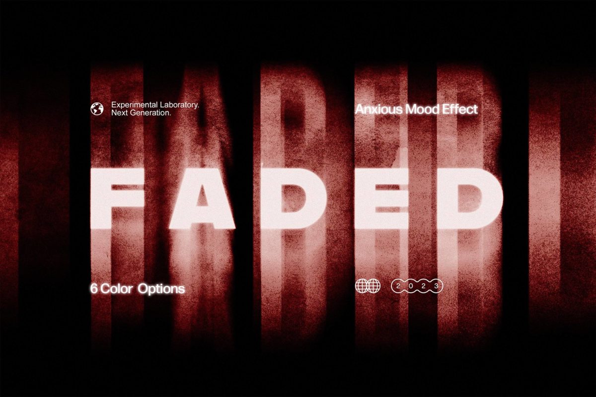 神秘恐怖幽灵失真迷幻位移LOGO标题设计PS特效样机模板素材 Faded Text Effect_img_1