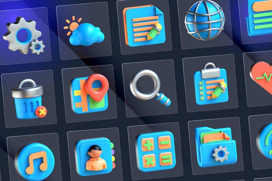 30款卡通3D立体互联网科技APP设计图标Icons设计素材合集 3D App Icons_img_1