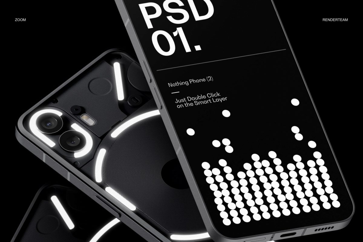 高级黑化工业风苹果iPhone 14 Pro手机屏幕展示贴图PSD样机模板素材 Nothing Phone Mockup Set_img_1