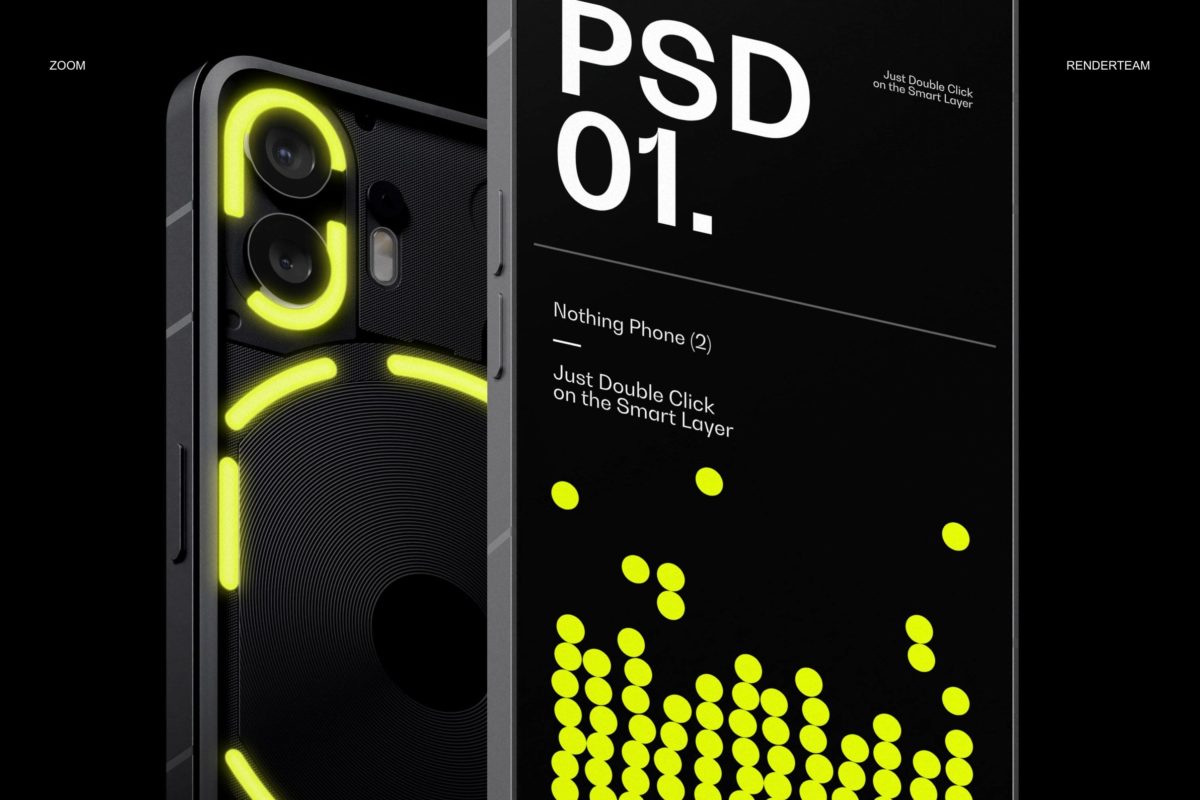 高级黑化工业风苹果iPhone 14 Pro手机屏幕展示贴图PSD样机模板素材 Nothing Phone Mockup Set_img_1