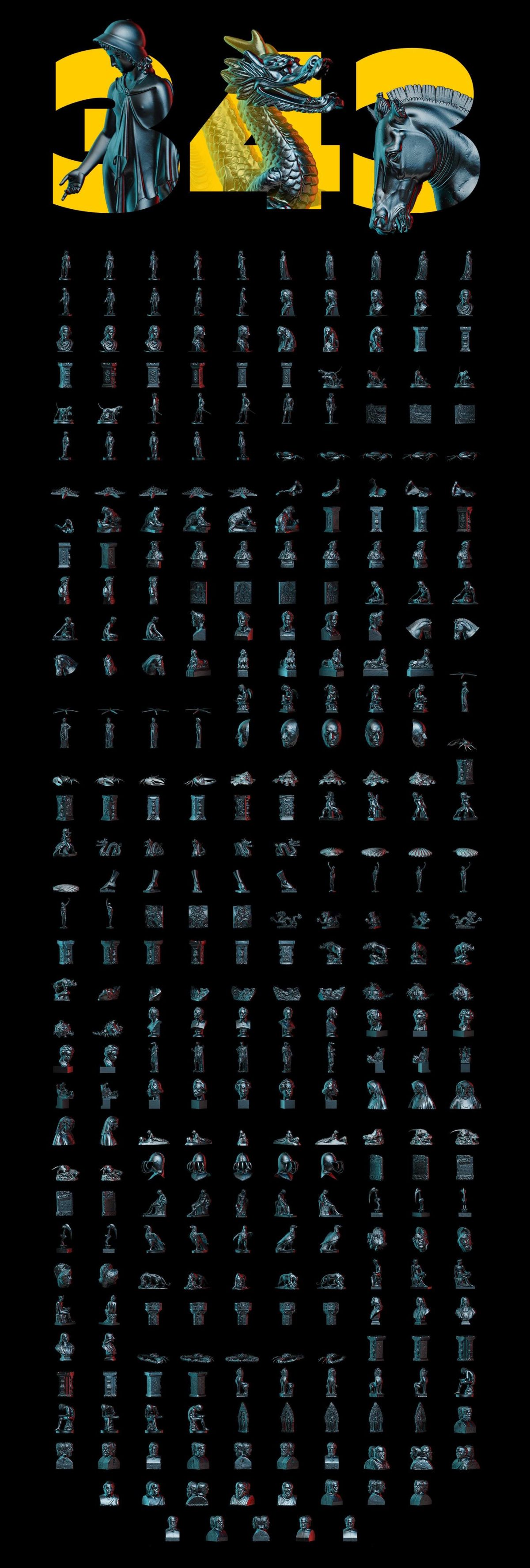 343款蒸汽波3D立体黑色欧式人物头像动物雕塑雕像图片PS设计素材包 343 Black Sculptures Mockup #8_img_1