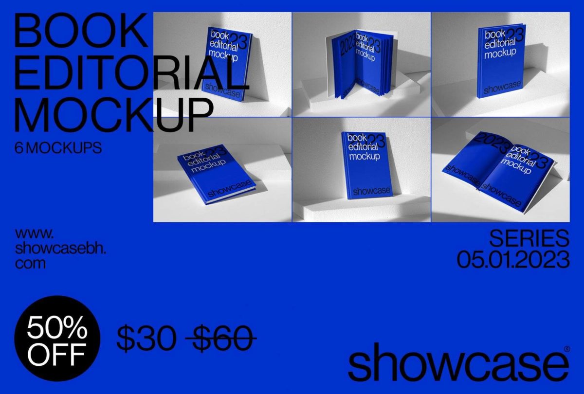 6款高级硬皮精装书籍画册封面设计展示贴图PSD样机模板素材 S_Book Mockup Bundle_img_1