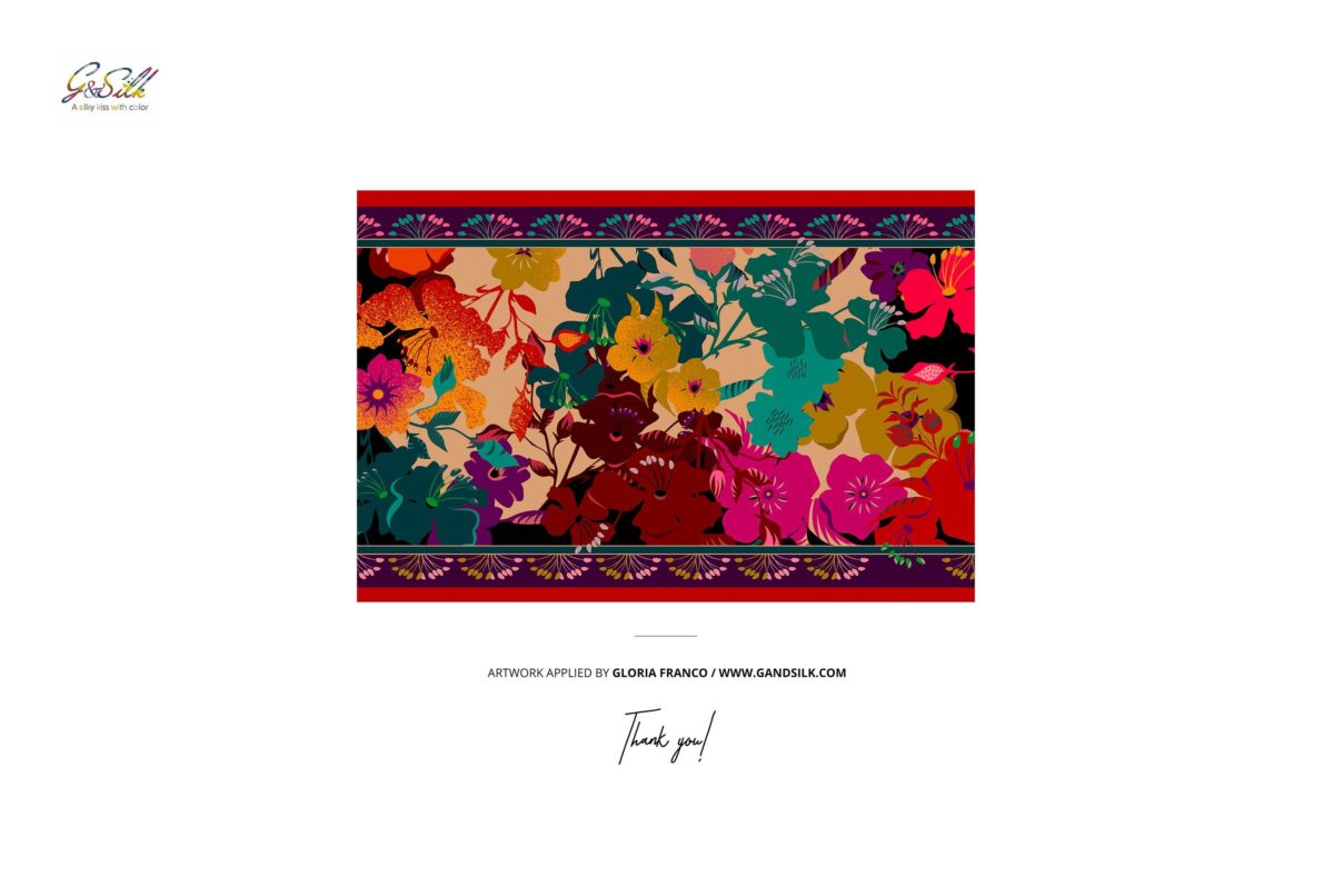 逼真哈博泰真丝方巾围巾印花图案设计PS展示贴图样机模板素材 Habotai Silk Scarf with Paper Bag Mo_img_1