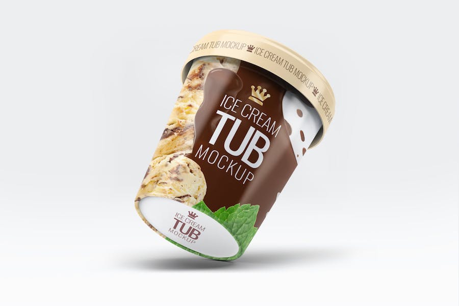 8款时尚冰激凌食品包装罐纸杯外观设计展示贴图PSD样机模板 Ice Cream Tub Mock-Up_img_1