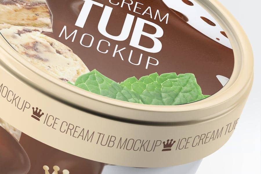 8款时尚冰激凌食品包装罐纸杯外观设计展示贴图PSD样机模板 Ice Cream Tub Mock-Up_img_1