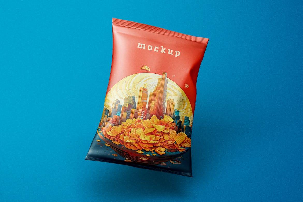 8款时尚食品小零食薯片包装塑料袋设计PS展示贴图样机模板 Chips Package Mockup_img_1