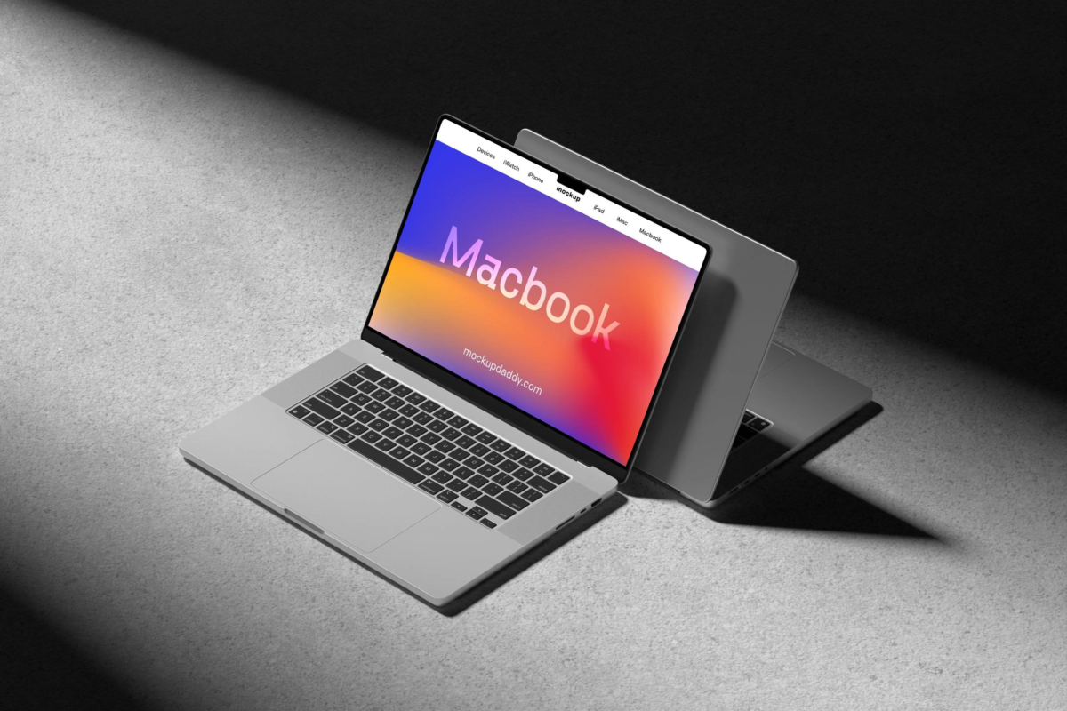 18款时尚混凝土场景苹果iPhone手机Macbook笔记本电脑数码产品PSD样机 Apple Devices Mockup Collection_img_1