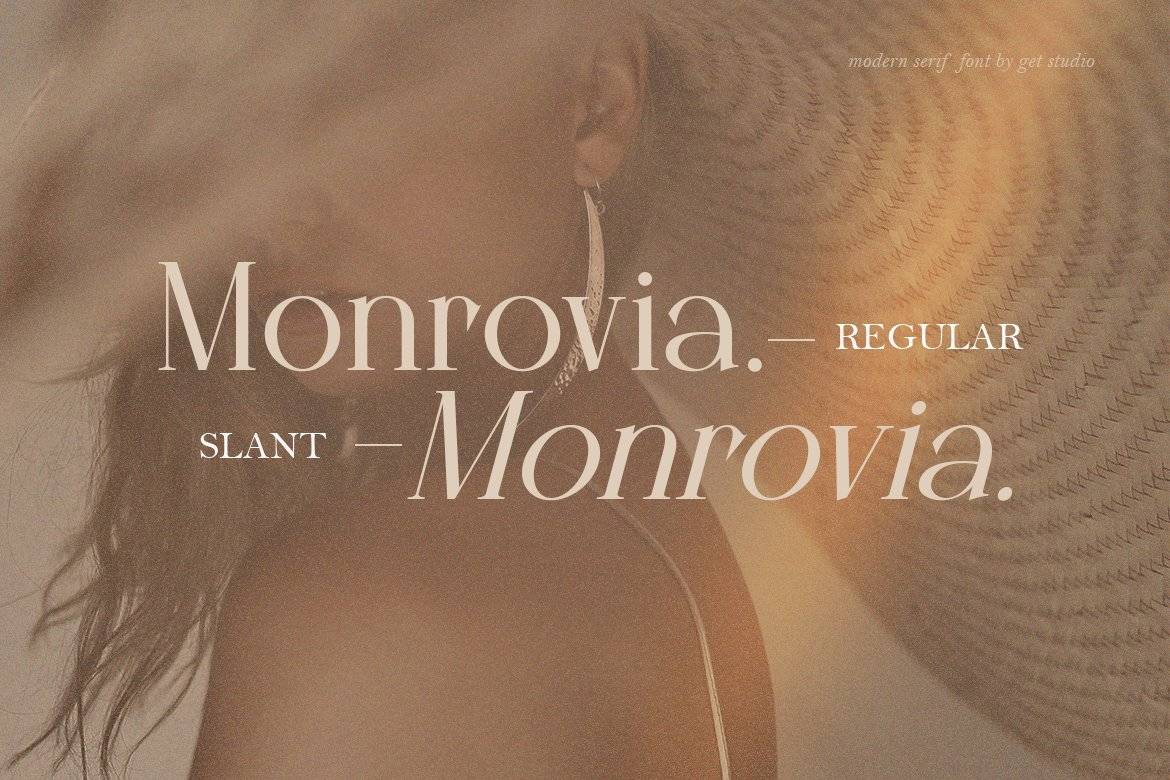 现代优雅复古女性化杂志标题品牌徽标LOGO设计PSAI英文字体安装包 Monrovia - Modern Serif Font_img_1