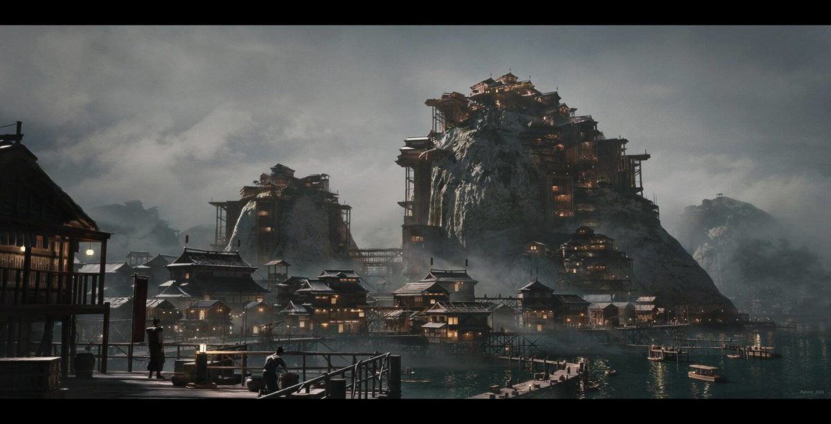 Blender教程 复古古典古代日式风格概念场景城市模型制作教程 Environment Concept Art – Japanese Stilt City_img_1