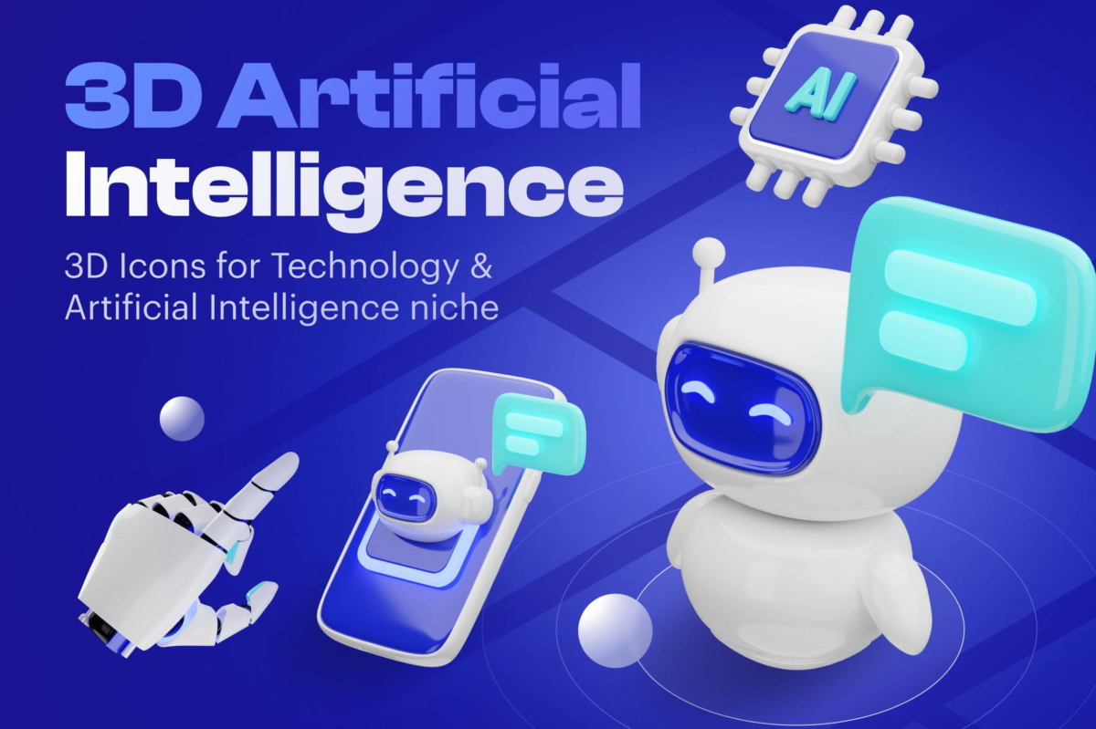 20款高级质感人工智能AI科技3D图标Icons设计素材合集 Artificial Intelligence 3D Icon Set_img_1